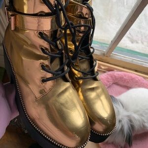 Gold platform boots